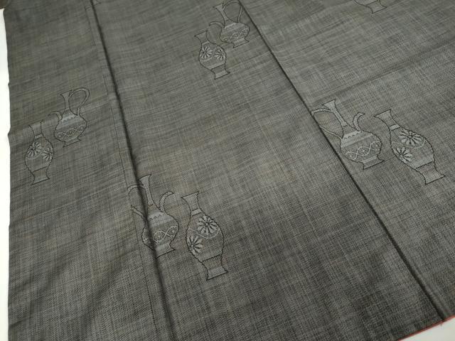 平和屋着物●本場大島紬　9マルキ　陶器草花文　正絹　逸品　DAAY5852ud