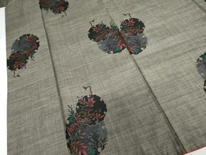 平和屋着物●本場大島紬　9マルキ　雪輪草葉文　正絹　逸品　DAAY5856ud