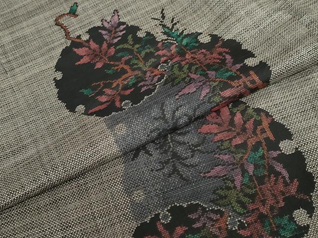 平和屋着物●本場大島紬　9マルキ　雪輪草葉文　正絹　逸品　DAAY5856ud