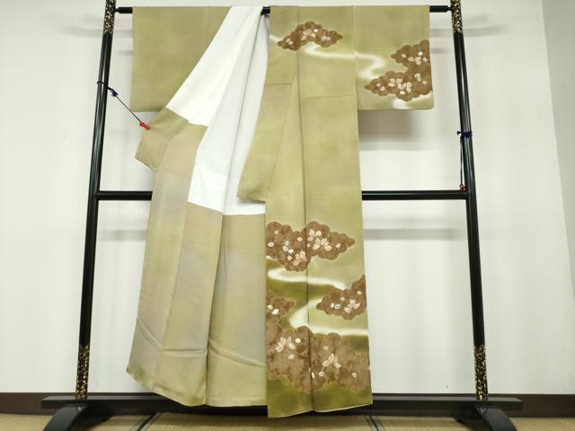 平和屋着物●訪問着 作家物 絞り 雲取舞葉文 暈し染め 正絹 逸品 DAAY5880ud
