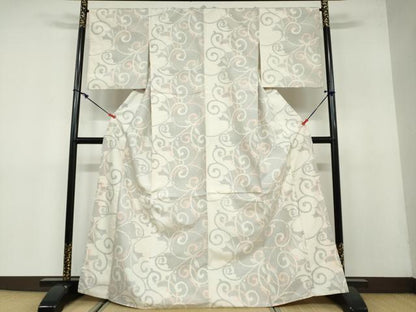 平和屋着物●上質な紬　唐草文　正絹　逸品　DAAY5891ud