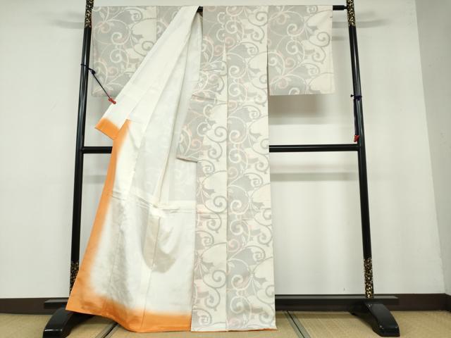 平和屋着物●上質な紬　唐草文　正絹　逸品　DAAY5891ud