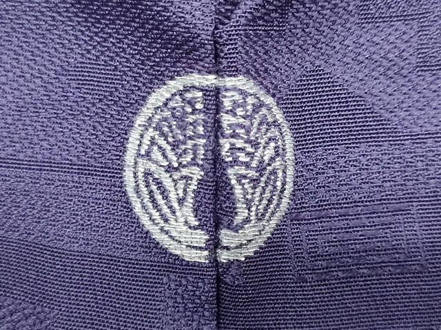 平和屋着物●上質な色無地　横段幾何学地紋　深紫色　正絹　逸品　未使用　DAAY5895ud