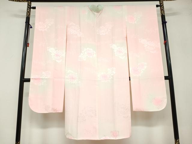 平和屋着物●振袖用長襦袢 袷 草花地紋 暈し染め 半衿刺繍 正絹 逸品 DAAY5903ud