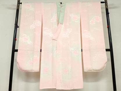 平和屋着物●振袖用長襦袢 袷 草花地紋 暈し染め 半衿刺繍 正絹 逸品 DAAY5903ud