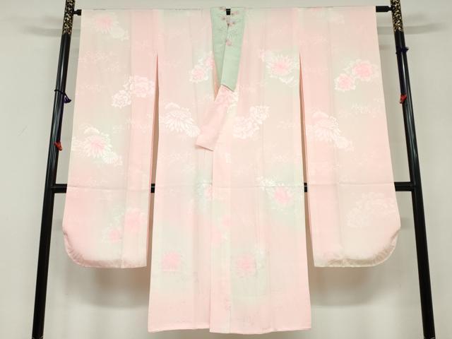 平和屋着物●振袖用長襦袢 袷 草花地紋 暈し染め 半衿刺繍 正絹 逸品 DAAY5903ud