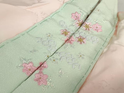 平和屋着物●振袖用長襦袢 袷 草花地紋 暈し染め 半衿刺繍 正絹 逸品 DAAY5903ud