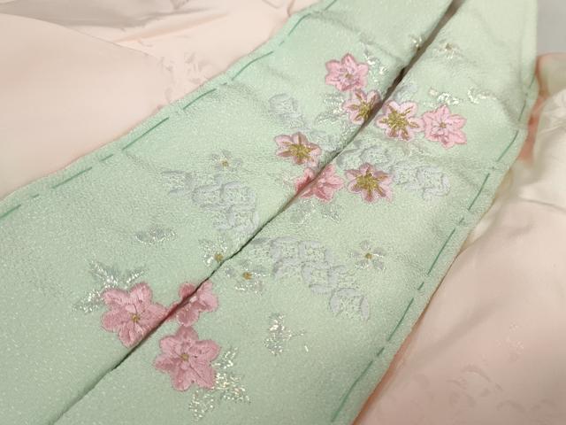 平和屋着物●振袖用長襦袢 袷 草花地紋 暈し染め 半衿刺繍 正絹 逸品 DAAY5903ud