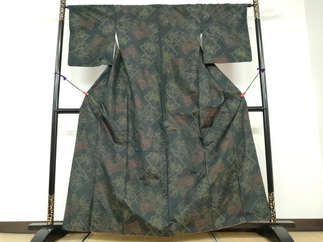 平和屋着物●本場大島紬　冊子草花文　高島屋扱い　正絹　逸品　DAAY5907ud