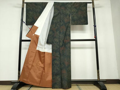 平和屋着物●本場大島紬　冊子草花文　高島屋扱い　正絹　逸品　DAAY5907ud