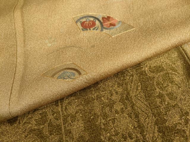 平和屋着物●訪問着 駒刺繍 扇面草花文 暈し染め 金彩 正絹 逸品 DAAY5910ud