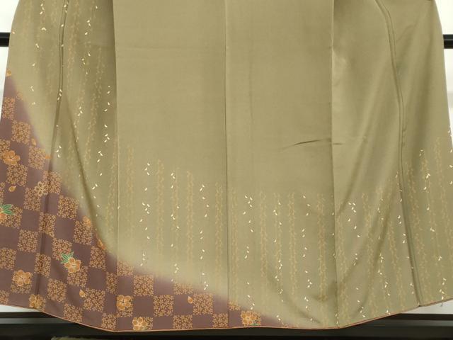 平和屋着物●訪問着　市松舞桜文　暈し染め　金彩　正絹　逸品　DAAY5921ud