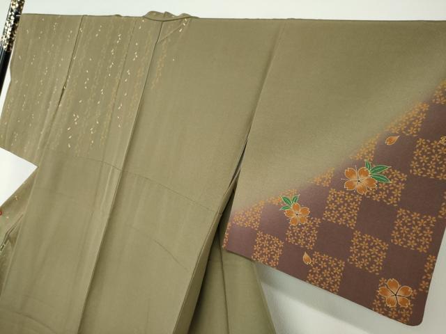 平和屋着物●訪問着　市松舞桜文　暈し染め　金彩　正絹　逸品　DAAY5921ud