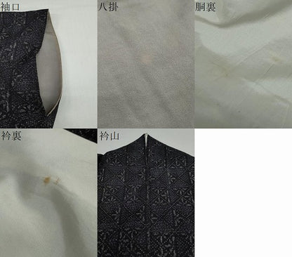 平和屋着物●結城紬 80亀甲 幾何学文様 正絹 逸品 DAAY5931ud