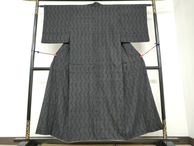 平和屋着物●結城紬 80亀甲 幾何学文様 正絹 逸品 DAAY5931ud