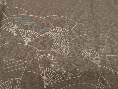平和屋着物●豪華色留袖　刺繍　扇面流水文　金糸　正絹　逸品　DAAY5932ud