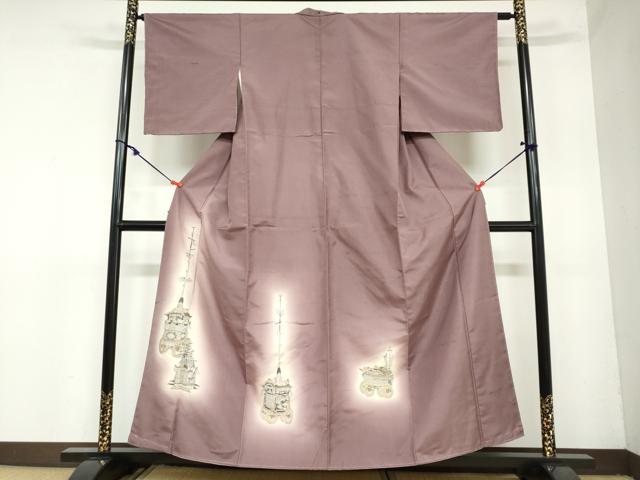 平和屋着物●京の名門・菱屋六右ェ門 紬 色留訪問着 祇園祭 暈し染め 正絹 逸品 未使用 DAAY5942ud