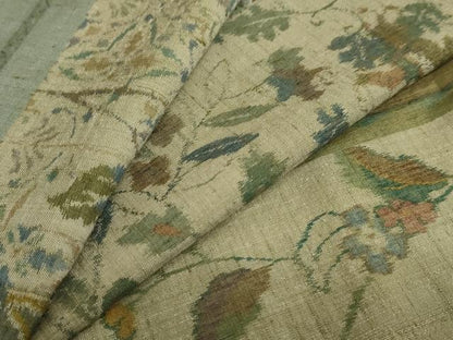 平和屋着物●小千谷紬 百柄 横段草花文 正絹 逸品 DAAY5943ud