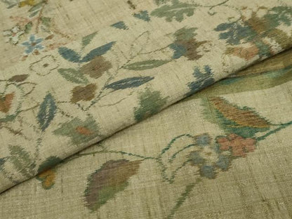 平和屋着物●小千谷紬 百柄 横段草花文 正絹 逸品 DAAY5943ud