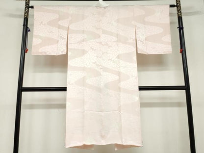 平和屋着物●長襦袢 袷 絞り 流水舞花地紋 正絹 逸品 DAAY5945ud