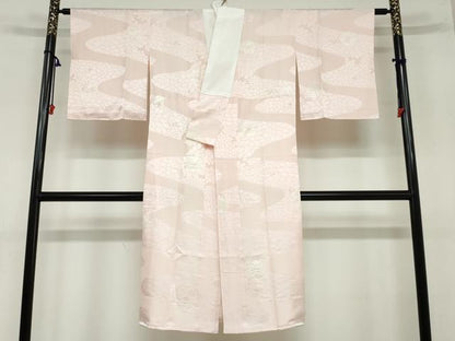 平和屋着物●長襦袢 袷 絞り 流水舞花地紋 正絹 逸品 DAAY5945ud