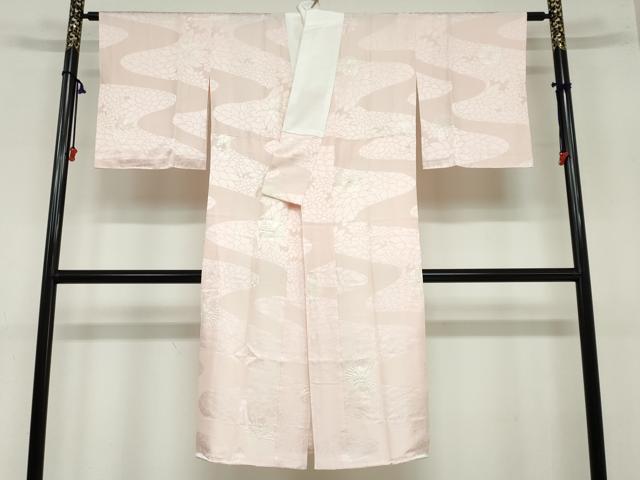 平和屋着物●長襦袢 袷 絞り 流水舞花地紋 正絹 逸品 DAAY5945ud