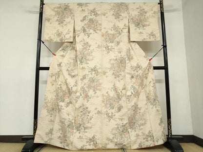 平和屋着物●上質な紬　風景草花文　正絹　逸品　DAAY5948ud