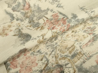 平和屋着物●上質な紬　風景草花文　正絹　逸品　DAAY5948ud