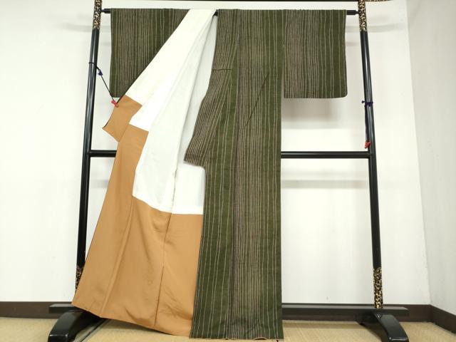 平和屋着物●上質な紬 変わり縞 正絹 逸品 DAAY5952ud