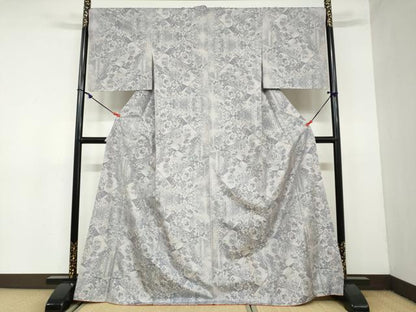 平和屋着物●本場大島紬 白大島 総絣 洋花文 さが美扱い 正絹 逸品 DAAY5974ud