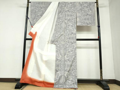 平和屋着物●本場大島紬 白大島 総絣 洋花文 さが美扱い 正絹 逸品 DAAY5974ud
