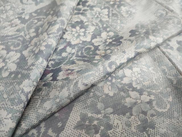 平和屋着物●本場大島紬　洋花文　さが美扱い　正絹　逸品　未使用　DABC2468ud 平和屋着物○本場大島紬 白大島 総絣 洋花文 さが美扱い 正絹