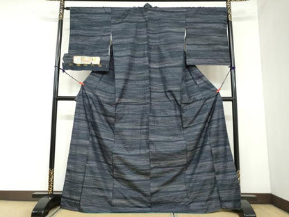 平和屋着物●本場縞大島紬　霞文　株式会社大山謹製　証紙付き　正絹　逸品　DAAY5987ud