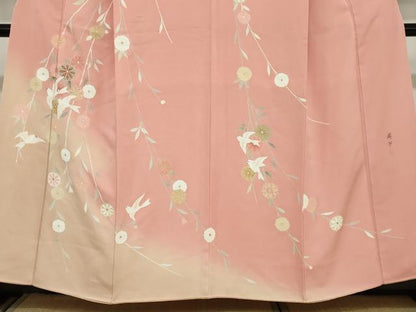 平和屋着物●訪問着　友禅　作家物　花鳥文　暈し染め　正絹　逸品　DAAY5990ud