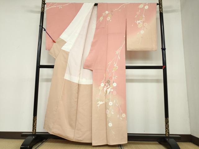 平和屋着物●訪問着　友禅　作家物　花鳥文　暈し染め　正絹　逸品　DAAY5990ud