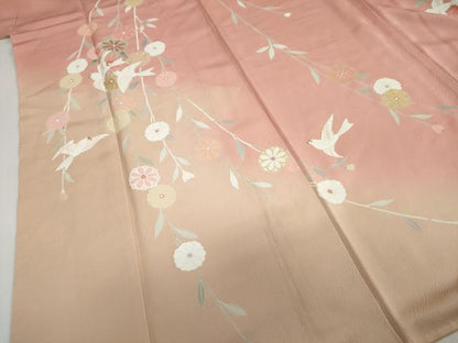 平和屋着物●訪問着　友禅　作家物　花鳥文　暈し染め　正絹　逸品　DAAY5990ud