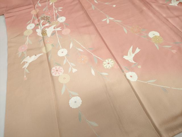 平和屋着物●訪問着　友禅　作家物　花鳥文　暈し染め　正絹　逸品　DAAY5990ud