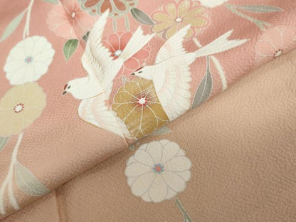 平和屋着物●訪問着　友禅　作家物　花鳥文　暈し染め　正絹　逸品　DAAY5990ud
