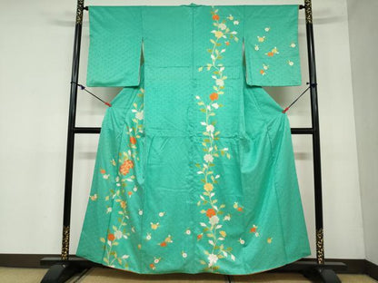 平和屋着物●訪問着　駒刺繍　枝花文　金彩　そごう百貨店扱い　正絹　逸品　DAAY5997ud
