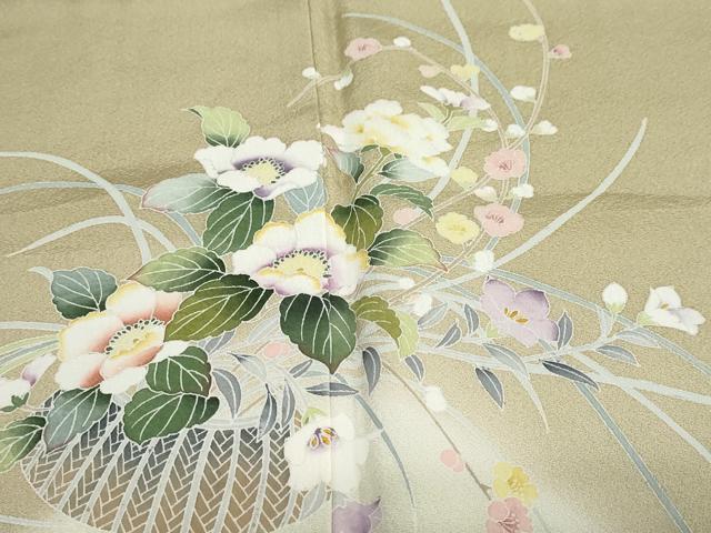 平和屋着物○訪問着 友禅 作家物 枝椿文 暈し染め 正絹