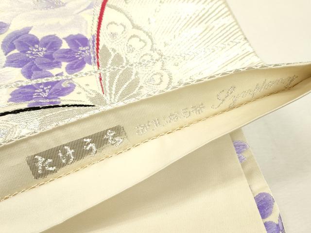 平和屋着物◎六通柄袋帯 唐織 舞蝶花文 銀糸 正絹 逸品 DAAY6106ea