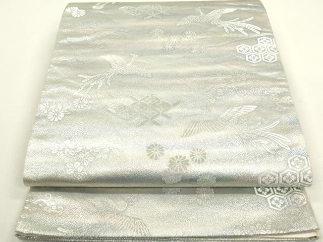 平和屋着物◎六通柄袋帯 鳳凰吉祥花文 銀糸 正絹 逸品 DAAY6108ea