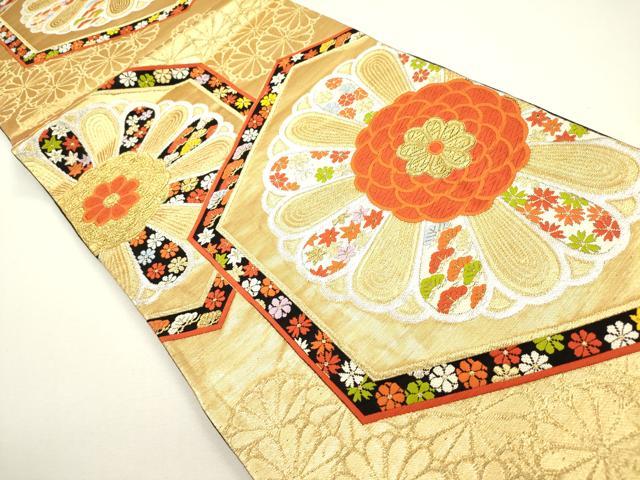 平和屋着物◎六通柄袋帯　唐織　亀甲花文　金銀糸　正絹　逸品　DAAY6117ea