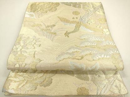 平和屋着物◎六通柄袋帯　鳳凰花松文　孔雀　金銀糸　正絹　逸品　DAAY6140ea
