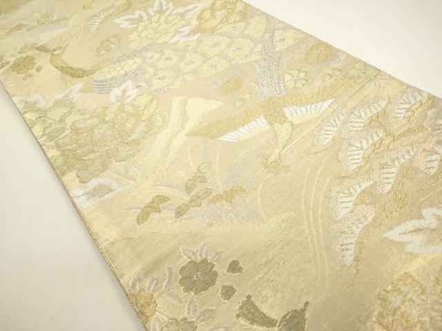 平和屋着物◎六通柄袋帯　鳳凰花松文　孔雀　金銀糸　正絹　逸品　DAAY6140ea