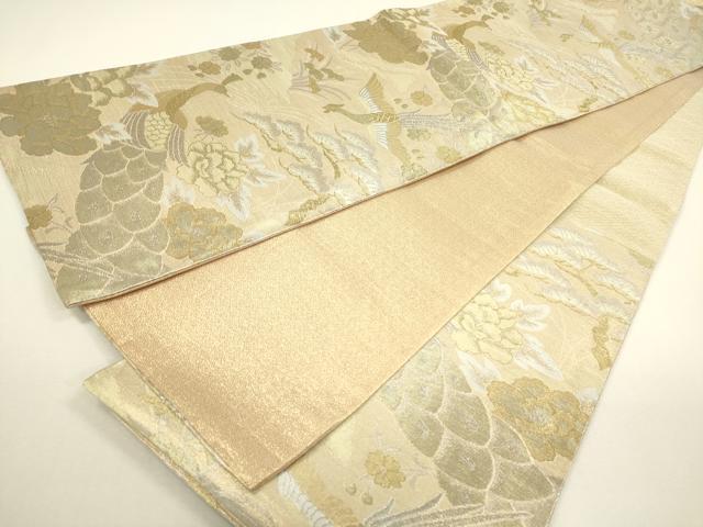 平和屋着物◎六通柄袋帯　鳳凰花松文　孔雀　金銀糸　正絹　逸品　DAAY6140ea