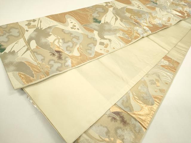 平和屋着物◎六通柄袋帯　飛鶴松文　金銀糸　正絹　逸品　DAAY6144ea