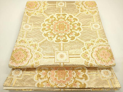 平和屋着物◎六通柄袋帯　唐織　正倉院花文　金糸　正絹　逸品　DAAY6157ea