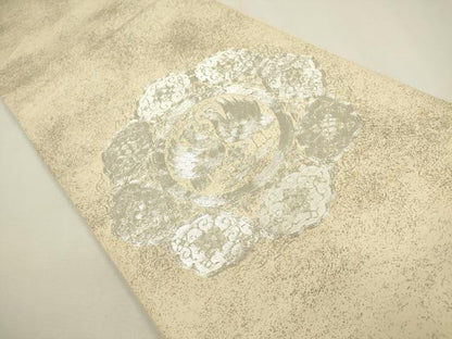 平和屋着物◎太鼓柄袋帯　駒刺繍　総刺繍　向かい鳥花文　正絹　逸品　DAAY6185ea