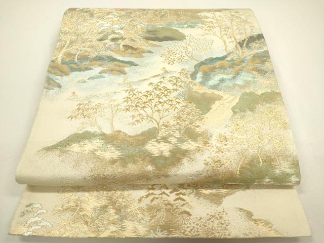 平和屋着物◎西陣　六通柄　本袋帯　重ね山松文　金銀糸　正絹　逸品　DAAY6190ea